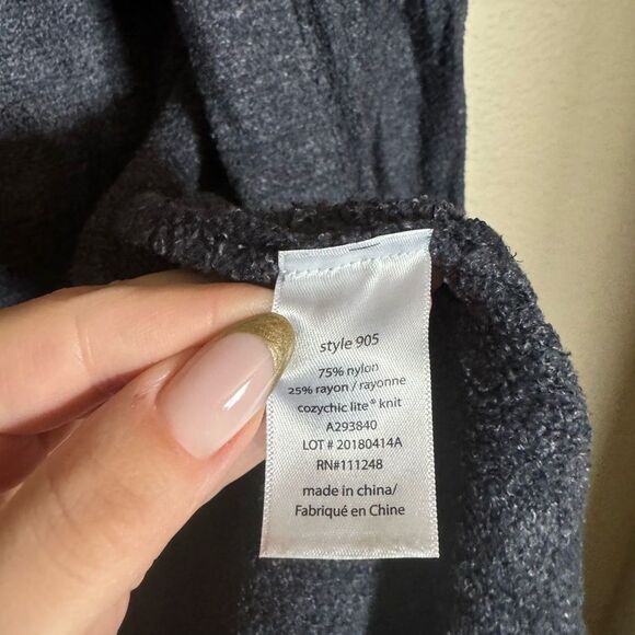 Barefoot Dreams Hooded Long Cardigan Size Small Navy Blue Cozy Chic Lite - Picture 5 of 6